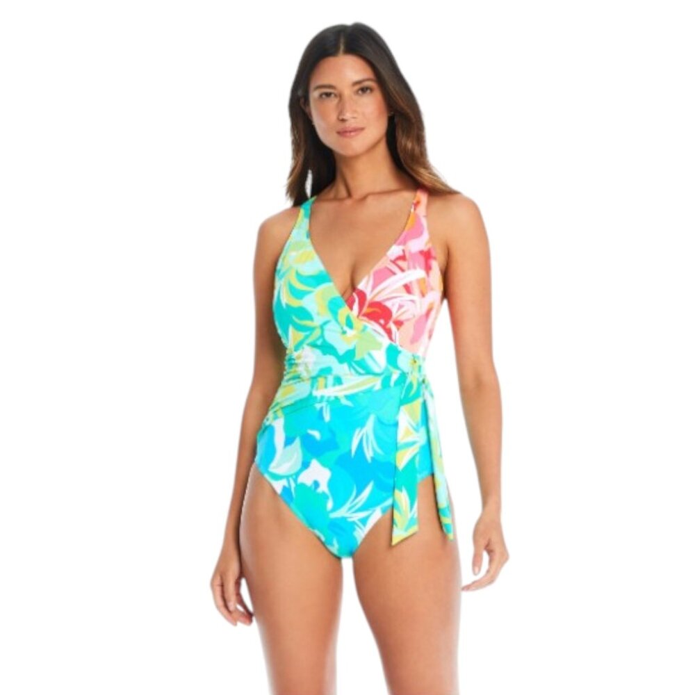 NWT Bleu by Rod Beattie Surplice Tied Swimsuit